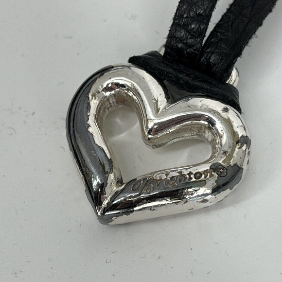 Brighton Crossbody Bag Black Pebbled Leather Brown Patent Croc Silver Accents - Picture 6 of 12